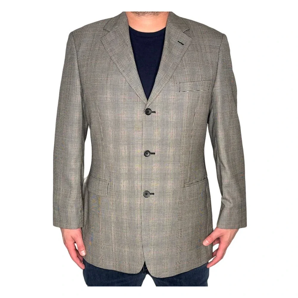 Brooks Brothers 346 Big & Tall 44L 100% WOOL Gray PLAID 3 Button Blazer Jacket